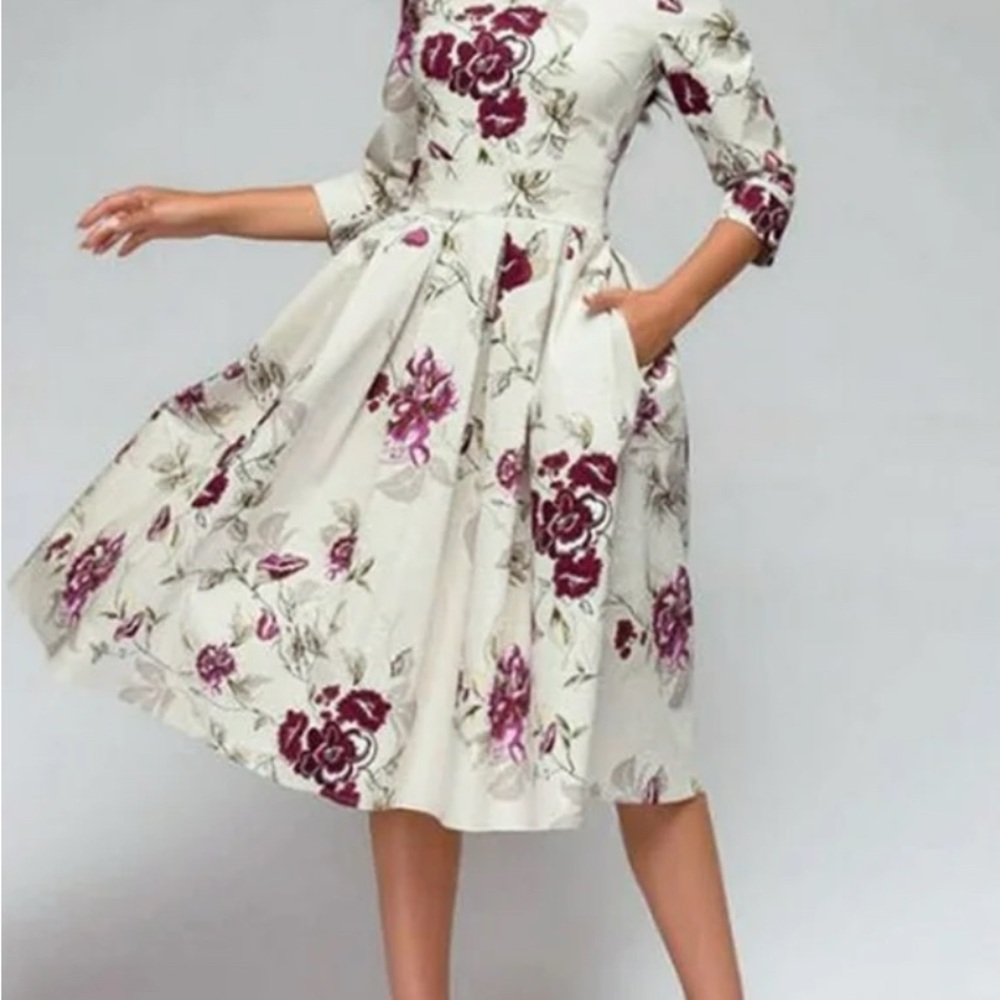 Floral Print A-Line Midi Dress